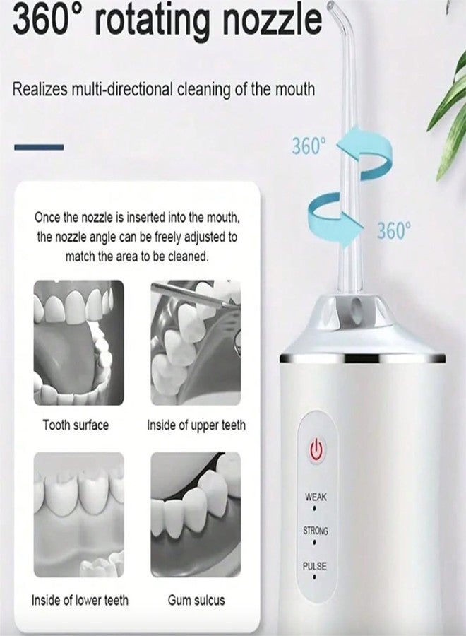 HEEJ Portable Oral Irrigator, Rechargeable Water Flosser with 3 Modes, 300ml Tank, USB Charging, Multiple Tips for Teeth and Braces, White/Pink/Green - Image 5